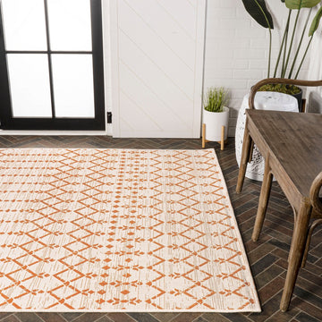 Ourika Moroccan Geometric Textured Weave Indoor/outdoor Rug